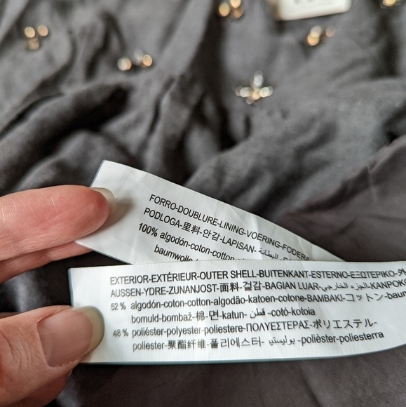 Zara bejeweled beaded tunic dress with pockets grey xs - Picture 15 of 16